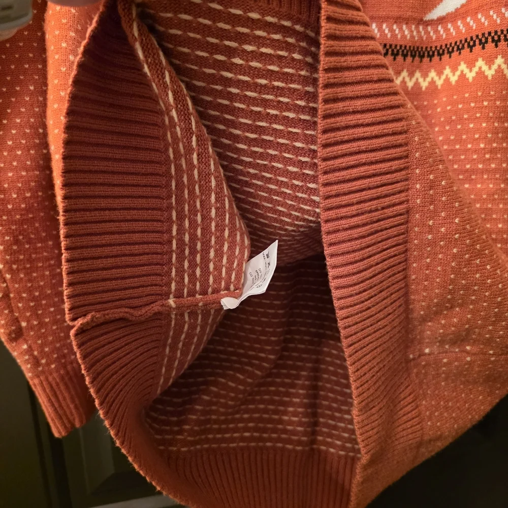 LIKE NEW! Orange Ghost Pattern Sweater - Picture 3 of 4